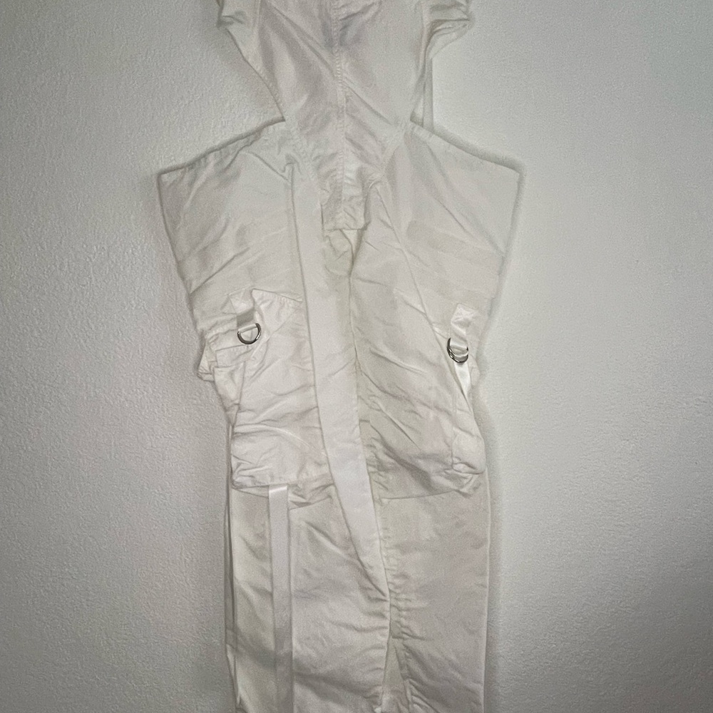 White Cutout Cargo Trousers